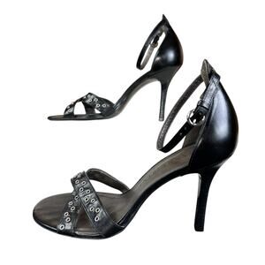 Gianni Bini Adam Strappy Heels Size 7.5 M Black Leather Studded Stiletto Sandals